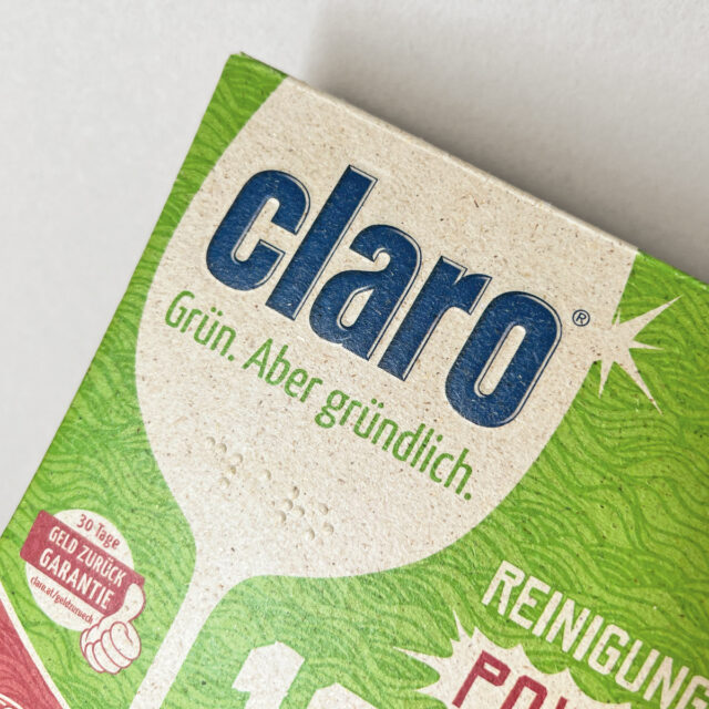 claro Verpackungsdesign Detail